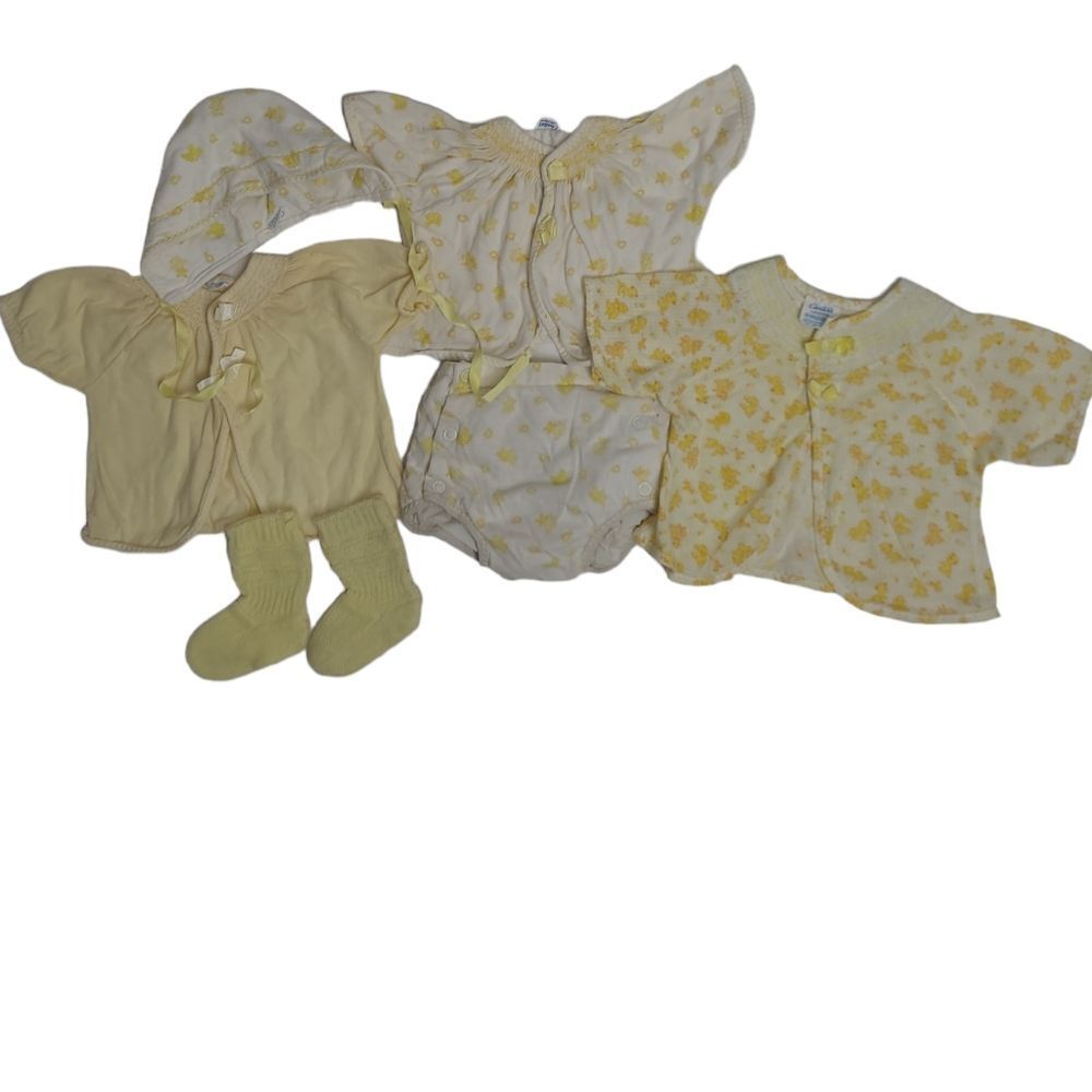 VINTAGE 60s Carter's yellow cat bunny baby clothes lot 0-3 months
